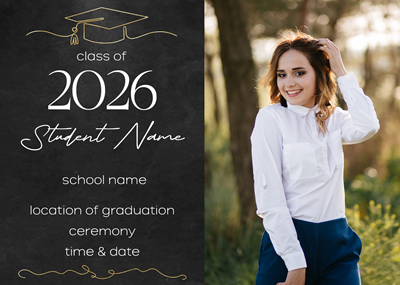 Half Black and Gold Grad Card