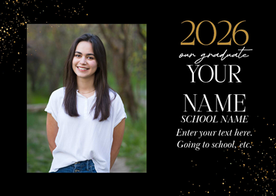 5x4 Black and Gold Grad Card